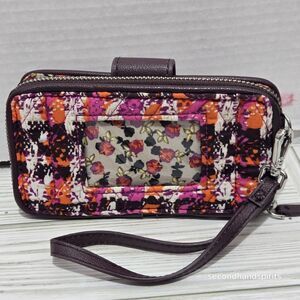 VERA BRADLEY MULTI COLOR WRISTLET ID WALLET RFID Plum Orange Check